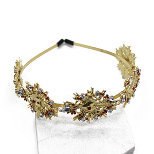 Exaggerated Baroque Gold Heart Tiara Crystal Head Hairbands Hair Jewelry  Trendy Hair Accessories Bridal Headband 140
