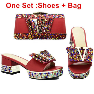 Red Color Party Italian Shoe with Matching Bag