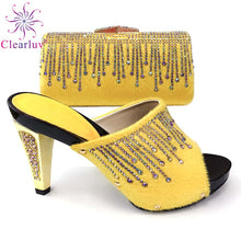 Load image into Gallery viewer, Italian Shoes and Bag Set Decorated with Rhinestone