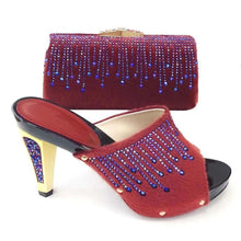 Load image into Gallery viewer, Italian Shoes and Bag Set Decorated with Rhinestone