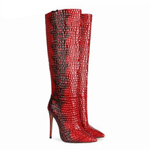 Load image into Gallery viewer, Snakeskin Knee Boots