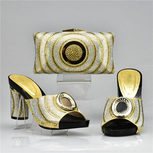 Gold Color Shoes and Bag Set