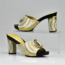 Load image into Gallery viewer, Gold Color Shoes and Bag Set