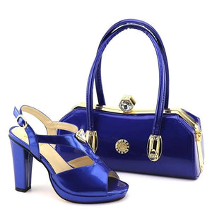 Italian Shoes and Bags Set Decorated with Rhinestone