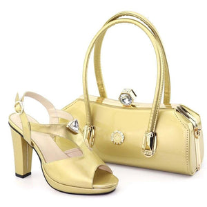 Italian Shoes and Bags Set Decorated with Rhinestone