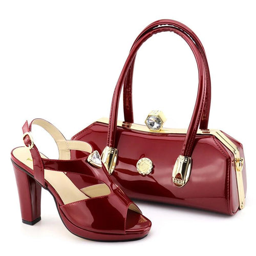 Italian Shoes and Bags Set Decorated with Rhinestone