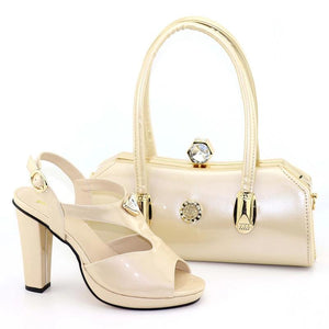 Italian Shoes and Bags Set Decorated with Rhinestone