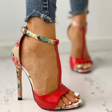 Load image into Gallery viewer, T-Strap Floral Print Sandals