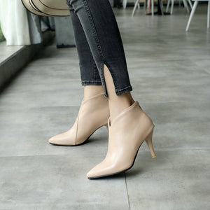 Pointed Toe V Cut  Woman Booties