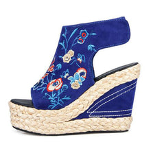 Load image into Gallery viewer, Embroidery Wedge Sandals