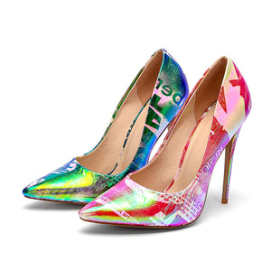 Print Shallow Women Pumps Pointed Toe