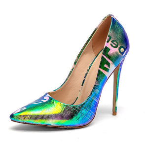 Print Shallow Women Pumps Pointed Toe
