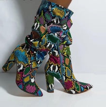 Load image into Gallery viewer, Colorful Snake Skin Boots