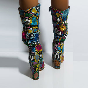 Colorful Snake Skin Boots