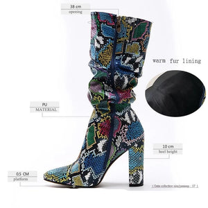 Colorful Snake Skin Boots