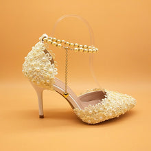 Load image into Gallery viewer, White Lace Flower Shoes and Handbag