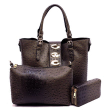 Load image into Gallery viewer, OSTRICH CROC SATCHEL 3 IN 1