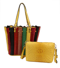 Load image into Gallery viewer, Ostrich Croc Handbag Set