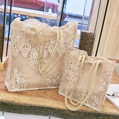 Chic Lace Women Handbag Totes