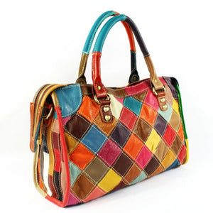 Genuine Leather Colorful Patchwork