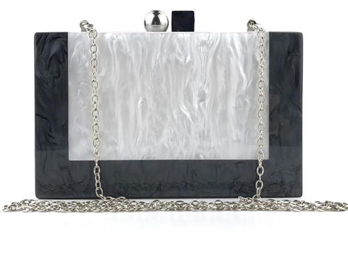 New Black and White Patchwork Acrylic Evening Bags