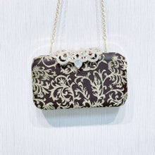Load image into Gallery viewer, Black White Flower Evening Handbag