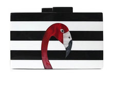 Load image into Gallery viewer, Fashion Brand new black and white striped flamingo clutch purse