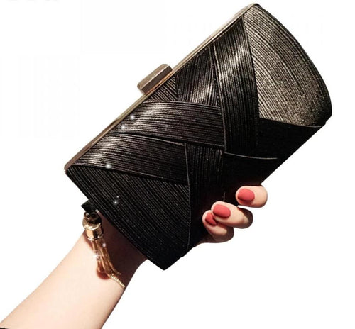 Tassel Black Women Evening Party Clutch Bag