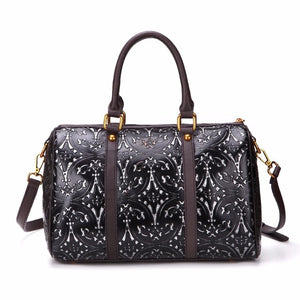 High Quality Genuine Embossed Leather Top Handle Bag