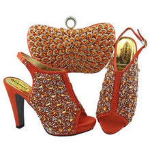 Load image into Gallery viewer, Fashion New Rhinestone Woman Shoes And Matching Bag Set