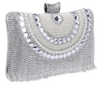 Load image into Gallery viewer, Rhinestones Tassel Clutch Diamonds Beaded Metal Evening Bags