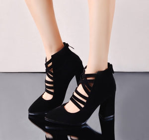 Women Pumps High Heels Sexy Square Heel Pointed Toe