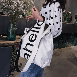 Big Bag Female New Canvas Women's Fashion Letters Portable Tote - Polyester