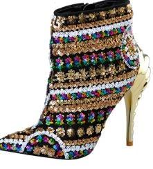 Sequined Boots cloth Fuchsia/Gold bling