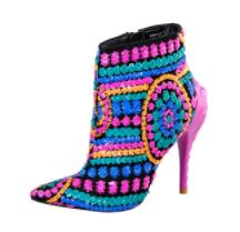 Sequined Boots cloth Fuchsia/Gold bling