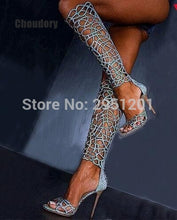 Load image into Gallery viewer, Sky Blue bling bling leather - Gladiator Sandals