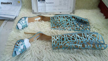 Load image into Gallery viewer, Sky Blue bling bling leather - Gladiator Sandals