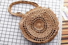 Load image into Gallery viewer, Rattan Tote Bag Sun Flower Lady Shoulder Bag Soft Paper Rope