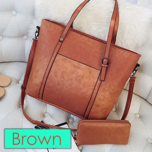 Women's Leather Vintage Female Tote Crossbody Bags