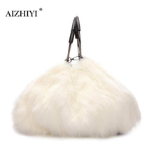 Load image into Gallery viewer, Sweet Girls Soft Black White Handbags Faux Fur