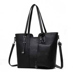 Retro High Quality Women Purses and Handbags Large Capacity Tote Bag 2 Sets