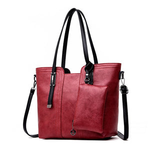 Retro High Quality Women Purses and Handbags Large Capacity Tote Bag 2 Sets