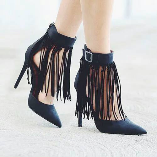 New Blue Tassel Zip Fashion Sexy High Heel