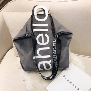 Big Bag Female New Canvas Women's Fashion Letters Portable Tote - Velvet