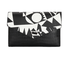 Load image into Gallery viewer, Creative Clutch Purse Black and White Printing Cowhide Leather