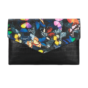 Creative Clutch Purse Black and White Printing Cowhide Leather