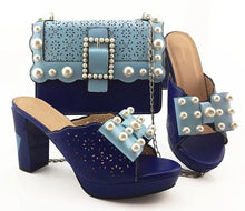 Load image into Gallery viewer, Latest Blue Shoes And Bag Set Sweety Italian Summer High Heels