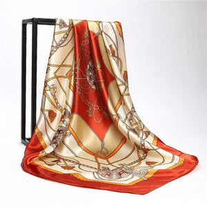 Silk Scarves for Women Print Satin Square Head